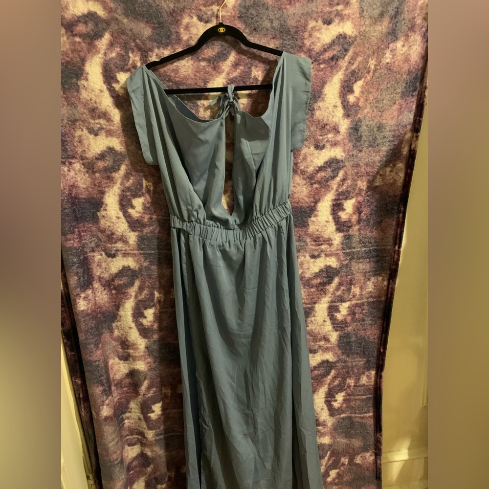Light blue off the shoulder dress